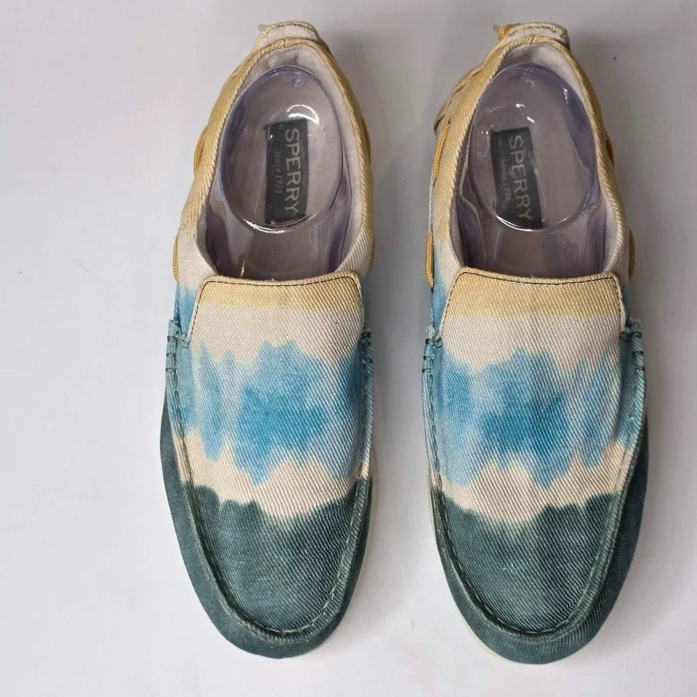 Sperry Tie-Dye Moc-Sider Women's Shoes Size 8.5 Multi Canvas‎ Slip-on Loafers